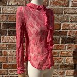 90s Gemilli sheer pink lace button down top with pearly buttons / size XS / EUC Photo 3