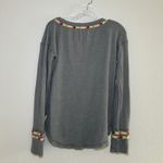 Free People We The Free Gray rainbow trim Henley women's small thermal embroidered boho‎ Photo 8