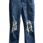 L’agence Jordan Cropped Straight High Rise Classic Vintage Destruct Denim Jeans Blue Size 28 Photo 0