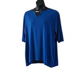 Belle by Kim Gravel Blue 3/4 Sleeve Blouse Top Women's Size 1X Stretch NWOT Photo 4