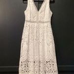 Boston Proper  mixed media white lace crochet eyelet v neck sleeveless midi dress Photo 0