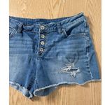 a.n.a B6 Womens  Stretchy Jean Shorts Distressed Button Fly Blue size 29/8 Photo 1
