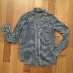 ZARA  Basic Black and White Striped Button-Down Blouse Roll Sleeves XS Photo 0