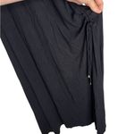 Theory  Black Midi Dress Size Small Jersey Knit Ruched Side Bottom Slit Small Photo 1