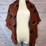 Madewell  Brown Animal Print Gauze Boho Bandana Scarf Raw Hem 42x42 Photo 0