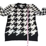 Sandro Houndstooth Sweater Black White Chunky Knit Oversized Women Medium Wool Photo 5