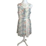 Entro Chiffon Ivory Floral V-Neck Dress Medium Fitted Waist Cottagecore Flower Photo 7