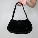 Vintage 90s Black Velvet Rhinestone Mini Bag Purse Photo 6