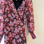Bar III long maxi floral wrap dress with long sleeves pink and red black small Photo 1