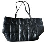 Victoria's Secret Puffer Duffle Tote Faux Leather Black Weekender Bag‎ Quilted Photo 1