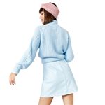 Francesca's Francesca’s Paige Vegan Leather Light Blue Side Buckle Mini Skirt S Photo 3