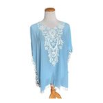 NWT Womens CPOKRTWSO Boutique Flowy Baby Blue Beach Swim Tassel Cover Photo 1