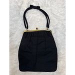 Vintage 1940s Ingber Black Fabric Evening Bag w/ Bow Handle & Gold Frame Photo 10