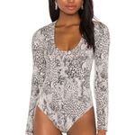 Free People Gotcha Bodysuit Women Black Snakeskin VNeck Top sz small Photo 1