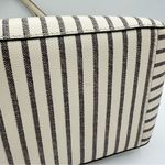 Henri Bendel West 57th Striped Domed Satchel Ivory Grey Stripe Gold Hardware Photo 8