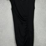 AQUA dress womens 2 black ruched bodycon cap sleeve stretch party event LBD Photo 0