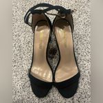 Dream Paris  Black Faux Suede Block Heel Pumps Open Toe Ankle Strap Size 8.5 Photo 2
