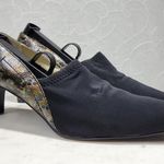 VTG Carriage Court Coco Heels Womens 7.5 Wide Black Reptile Leather Square Toe Photo 4