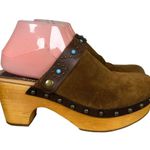 Dingo Woodstock DI 149 Brown Suede Turquoise Western Wooden Clogs Women's 8.5 Photo 7