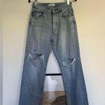 Moussy Light Blue Distressed Straight Jeans Size 26 Photo 0
