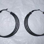 Gunmetal Diamond Cut Triple Braided Hoop Black Photo 0