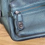 Coach Petite Campus Backpack 23 Green Metallic Polished Pebbled Leather Charm Photo 8