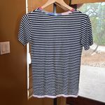 FOIL Linen Blend Black White Stripe Rainbow Collar Size XS Photo 5