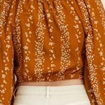 BCBG Paris Cropped 3/4 Puff Sleeves V Neck Fall Floral Wrap Shirt Top Blouse XL Gold Photo 1