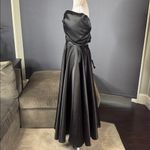 Women Black Satin Off The Shoulder Full Length Formal Dress Corset Back Size 10 Black Photo 6