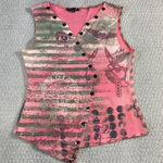 Boho Chic Sleeveless Graphic Military Print Tank Top Size M Pink Size M Photo 0