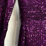 Mac Duggal  Sequin Long Sleeve Faux Wrap Gown in Purple Size US 2 Photo 8