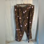 Dressbarn Black Pants with Purple Floral Design | 16W Photo 1