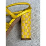Tory Burch  Bright Yellow Leather Strappy Basket Woven Covered Heel Sz 7 Photo 9