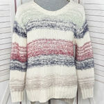 ZARA Fuzzy Stripe Chunky Knit Sweater Cream Multi Small Retro Basic Photo 0