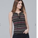 White House | Black Market  fitted striped lace up tank top with grommets Photo 1