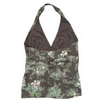 Forever 21 Vintage XXI Y2K Halter V Neck Top Women L Brown Pink Floral Festival Photo 1