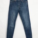 Levi's Strauss Womens 25 Wedgie Button Fly Skinny Raw Hem High Rise Dark Wash Photo 0