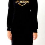 Love moschino Women's Black Logo Glitter Puff Sleeve Mini Dress Size 38 Photo 0