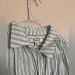 Madewell  Central Button Down Boxy Top Shirt Size Medium Striped Mint‎ White Photo 2