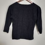 Jo Borkett Cashmere XXS Elbow Sleeve Scoop Neck Pullover Knit Sweater Top Black Photo 3