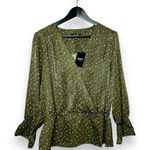BLANK NYC Oat New York | Long Sleeve Dark Olive Green Print Blouse Photo 0