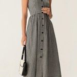 RIHOAS Black Plaid Sleeveless Button Midi Dress Gray Photo 2