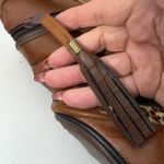 Vintage Made in USA Brown Leather Patchwork Shoulder Bag Leopard Print Snake Photo 6