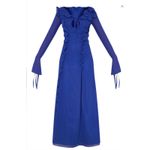 Pretty Little Thing Tall Bright Blue Long Sleeve Frilled Dress Size 4 NWT Photo 4