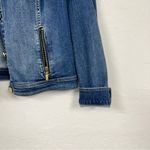 Chico's  Blue Denim Full Zip Jacket Women S Classic Collarless Basic Closet Staple Photo 1
