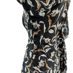 Acler Zammit Mini Dress‎ Long Sleeve Floral Printed Draped Navy Blue Size US 6 Photo 8