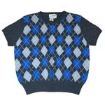 Vintage Casual Connection Lambswool Gray Blue Argyle Sweater Short Sleeve Size L Size L Photo 0