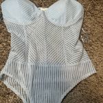 Timing  Light Blue Striped Bodysuit Photo 1