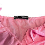 ZARA Women's XS Pink Ruffle Smocked Bodice Mini Dress Bubble Sleeve Photo 6