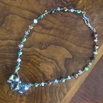 Handcrafted genuine stone cal silica citrine bow tie pendant necklace Silver Photo 6